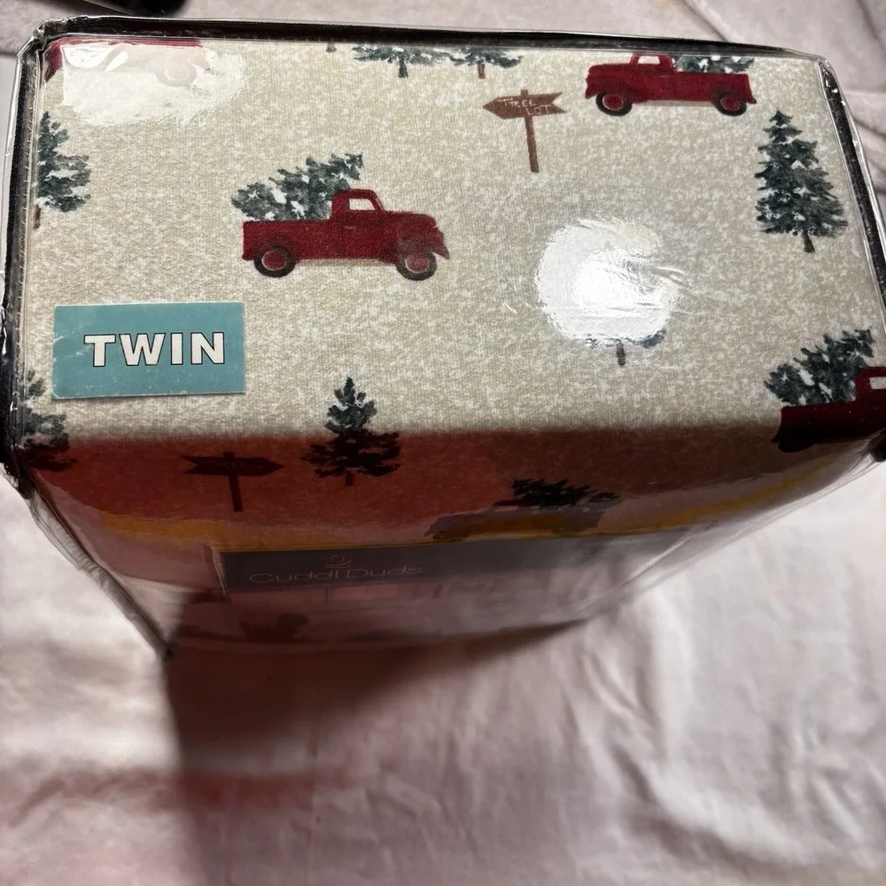 Twin Heavyweight Flannel 3P Sheet Set-Farmhouse Trucks-100%Cotton-Cuddl Duds*NEW